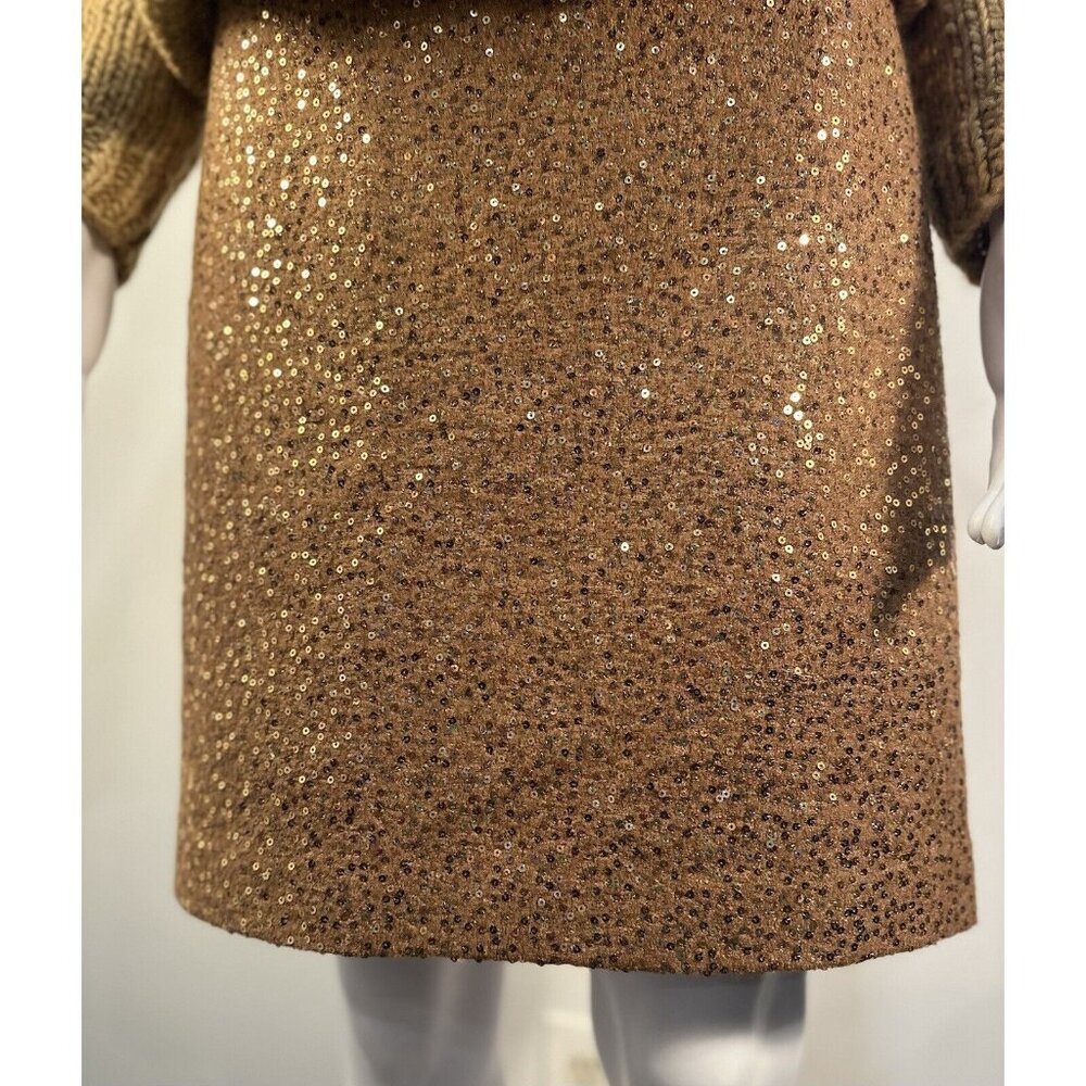 Ann Taylor LOFT Light Brown Mini Skirt With Gold Sequins Sz-6 Flirty, Unique Fun - Picture 4 of 16